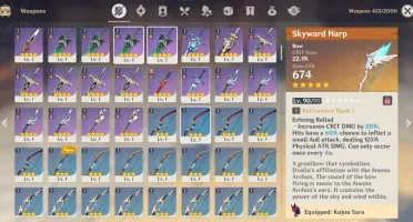 Genshin Impact Ar56 / 7X5★/ Eula + Signature / 6 Armas 5★