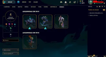 conta lol com 101 skins
