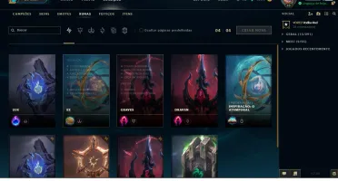 Conta League of Legends Diamante 5 77 skins 4 rune page