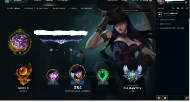 Conta League of Legends Diamante 5 77 skins 4 rune page