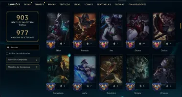 Unranked com TODOS os Champs e 411 Skins ( MID / ADC / JG )