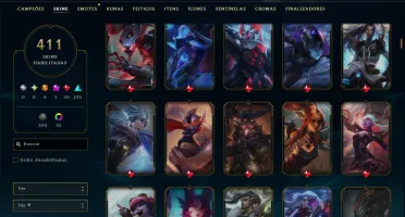 Unranked com TODOS os Champs e 411 Skins ( MID / ADC / JG )