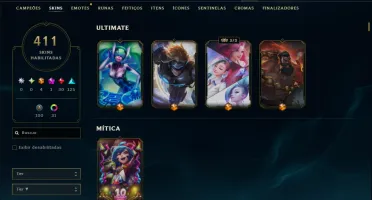 Unranked com TODOS os Champs e 411 Skins ( MID / ADC / JG )