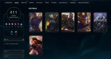 Unranked com TODOS os Champs e 411 Skins ( MID / ADC / JG )
