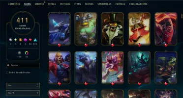 Unranked com TODOS os Champs e 411 Skins ( MID / ADC / JG )