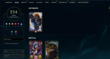 Prata 4 com TODOS os Champs e 234 Skins +13 Vitoriosas