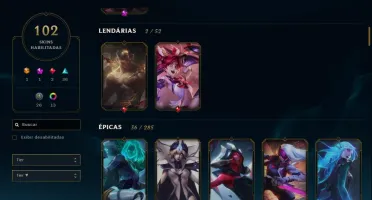CONTA LOL LVL 301 DIAMANTE 102 SKINS , 135 CAMPEÕES