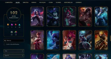 CONTA LOL LVL 301 DIAMANTE 102 SKINS , 135 CAMPEÕES