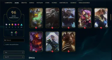 Prata 2 com TODOS os Champs e 96 Skins ( TOP / JG )