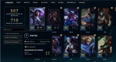 Conta platina 3 com TODOS os champs e 155 Skins (NIVEL 624)