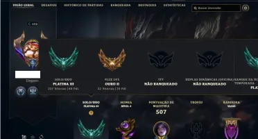 Conta platina 3 com TODOS os champs e 155 Skins (NIVEL 624)