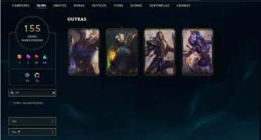 Conta platina 3 com TODOS os champs e 155 Skins (NIVEL 624)