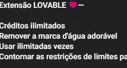 Lovable - Extensão Congela Créditos 30 dias
