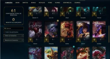 Conta bronze 3 com 40 Champs e 12 Skins + 1 Ultimate