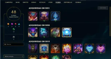 Conta bronze 3 com 40 Champs e 12 Skins + 1 Ultimate