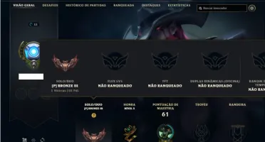 Conta bronze 3 com 40 Champs e 12 Skins + 1 Ultimate