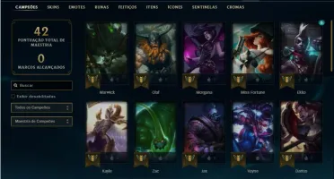 Conta bronze 3 com 40 Champs e 12 Skins + 1 Ultimate