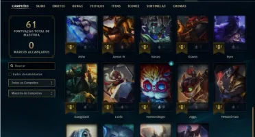 Conta bronze 3 com 40 Champs e 12 Skins + 1 Ultimate