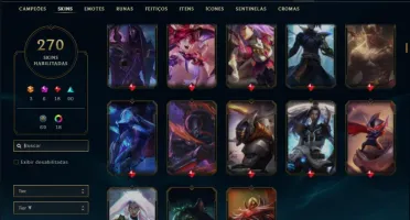 Conta ouro 1 com TODOS os champs e 270 skins ( 4 Prestigios)