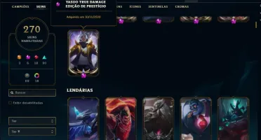 Conta ouro 1 com TODOS os champs e 270 skins ( 4 Prestigios)