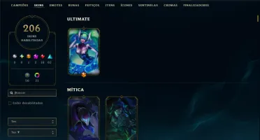 Unranked com TODOS os Champs e 203 Skins ( MID / JG / SUP )