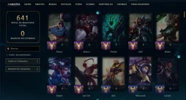 Unranked com TODOS os Champs e 203 Skins ( MID / JG / SUP )