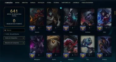 Unranked com TODOS os Champs e 203 Skins ( MID / JG / SUP )