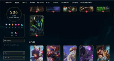 Unranked com TODOS os Champs e 203 Skins ( MID / JG / SUP )