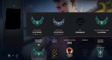 Conta LoL level 200, Platina 1