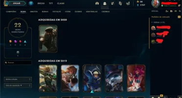 CONTA UNRANKED (EX OURO 4), COM 69 CAMPEÕES E 22 SKINS