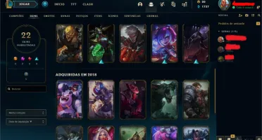 CONTA UNRANKED (EX OURO 4), COM 69 CAMPEÕES E 22 SKINS