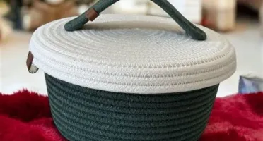 Cesto de Algodão com Tampa 18 cm