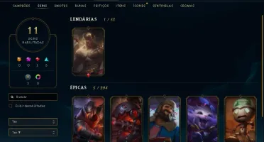 CONTA DE LOL B1, 11 skins, 1 LENDÁRIA, 5 ÉPICAS