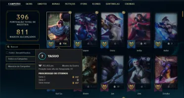 Mestre com TODOS os champs e 229 Skins + 6 Vitoriosas