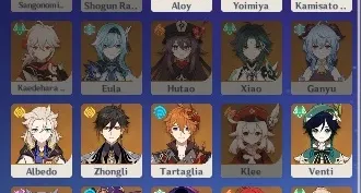 Zhongli Yoimiyah Ayaka Albedo Venti Childe DilucMonaJeanQiqi