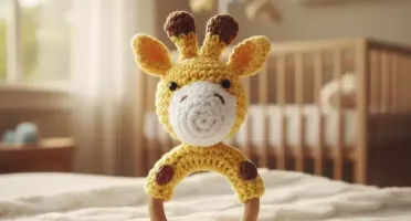Chocalho Girafa Pequena em Amigurumi