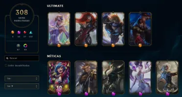 Conta de lol Gold 3 Solo Duo / Silver 3 Flex - 308 Skins.