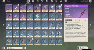 Conta Genshin Impact AR 33 Cinco 5 Estrelas