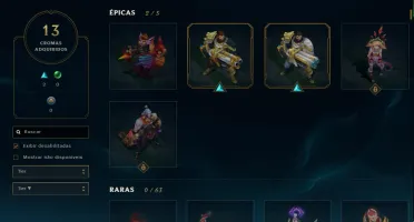 Conta LOL / Todos campeões / Platina 4 / + de 100 skins