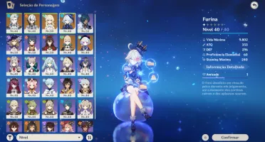 Conta AR48 com Arlecchino, Furina, Neuvillette e outros