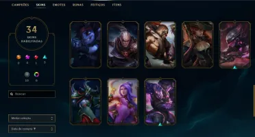 VENDA CONTA P4 100 CAMPEOES 34 SKINS
