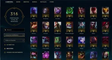 VENDA CONTA P4 100 CAMPEOES 34 SKINS