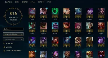 VENDA CONTA P4 100 CAMPEOES 34 SKINS