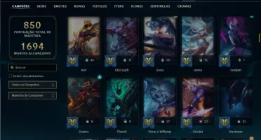 Esmeralda 1 com TODOS os champs e 482 Skins + 11 Prestigios