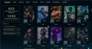 Esmeralda 1 com TODOS os champs e 482 Skins + 11 Prestigios