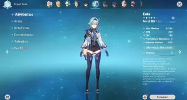 Xiao, Eula, Baal e Diluc + 2 armas T5