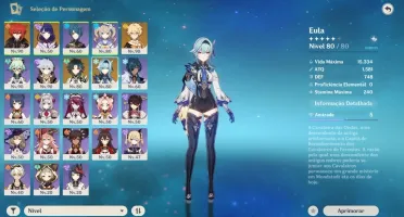 Xiao, Eula, Baal e Diluc + 2 armas T5