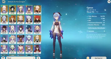 conta genshin impact ganyu + amos / + 9 personagens 5*