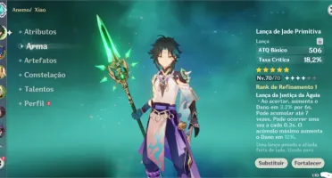 Conta Genshin, Xiao, Lança de Jade (xiao), Mona (c1), Jean