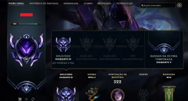 CONTA LOL 94 CAMPEÕES, 34 SKINS, DIAMANTE 3 E LEVEL 188